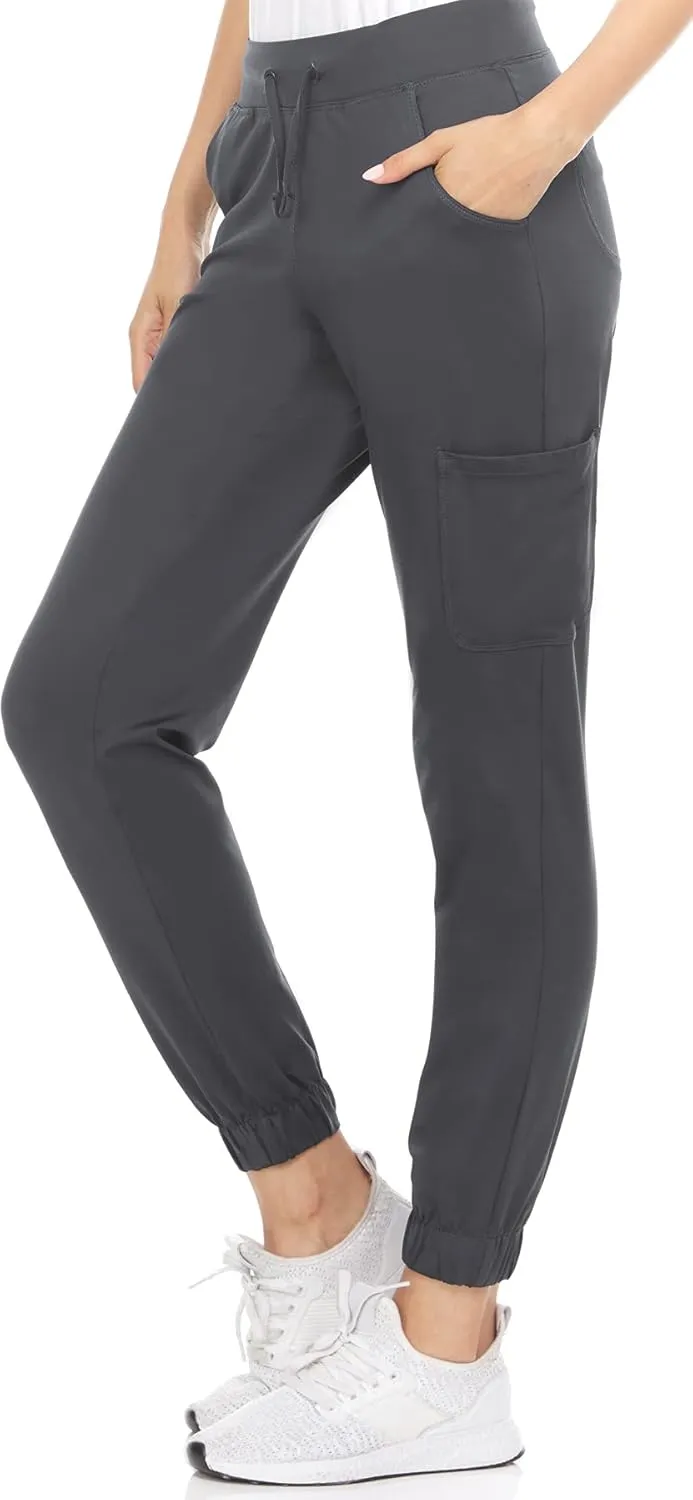 MediChic Women's Scrubs Mid Rise Six Pocket Joggers Yoga Scrub Pant Nurses for Work