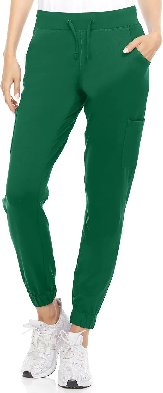 MediChic Women's Scrubs Mid Rise Six Pocket Joggers Yoga Scrub Pant Nurses for Work