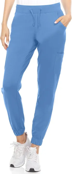 MediChic Women's Scrubs Mid Rise Six Pocket Joggers Yoga Scrub Pant Nurses for Work