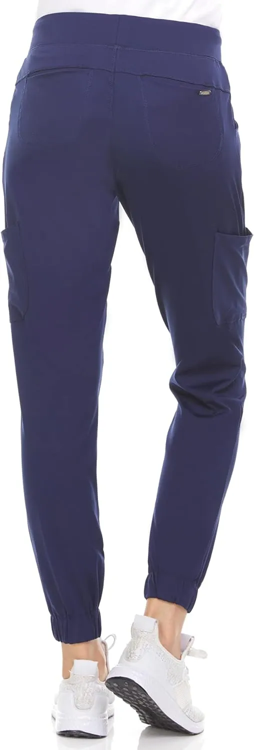 MediChic Women's Scrubs Mid Rise Six Pocket Joggers Yoga Scrub Pant Nurses for Work