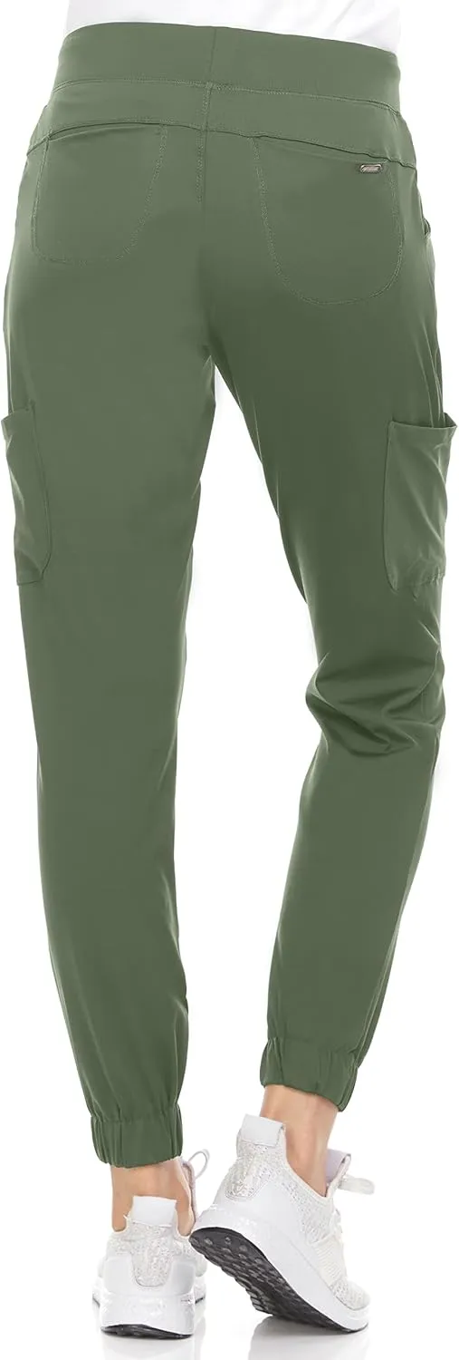 MediChic Women's Scrubs Mid Rise Six Pocket Joggers Yoga Scrub Pant Nurses for Work