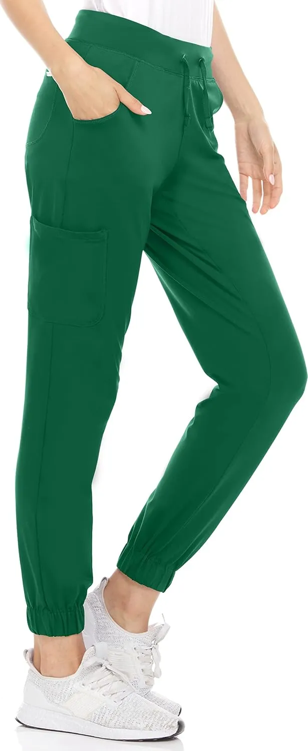 MediChic Women's Scrubs Mid Rise Six Pocket Joggers Yoga Scrub Pant Nurses for Work