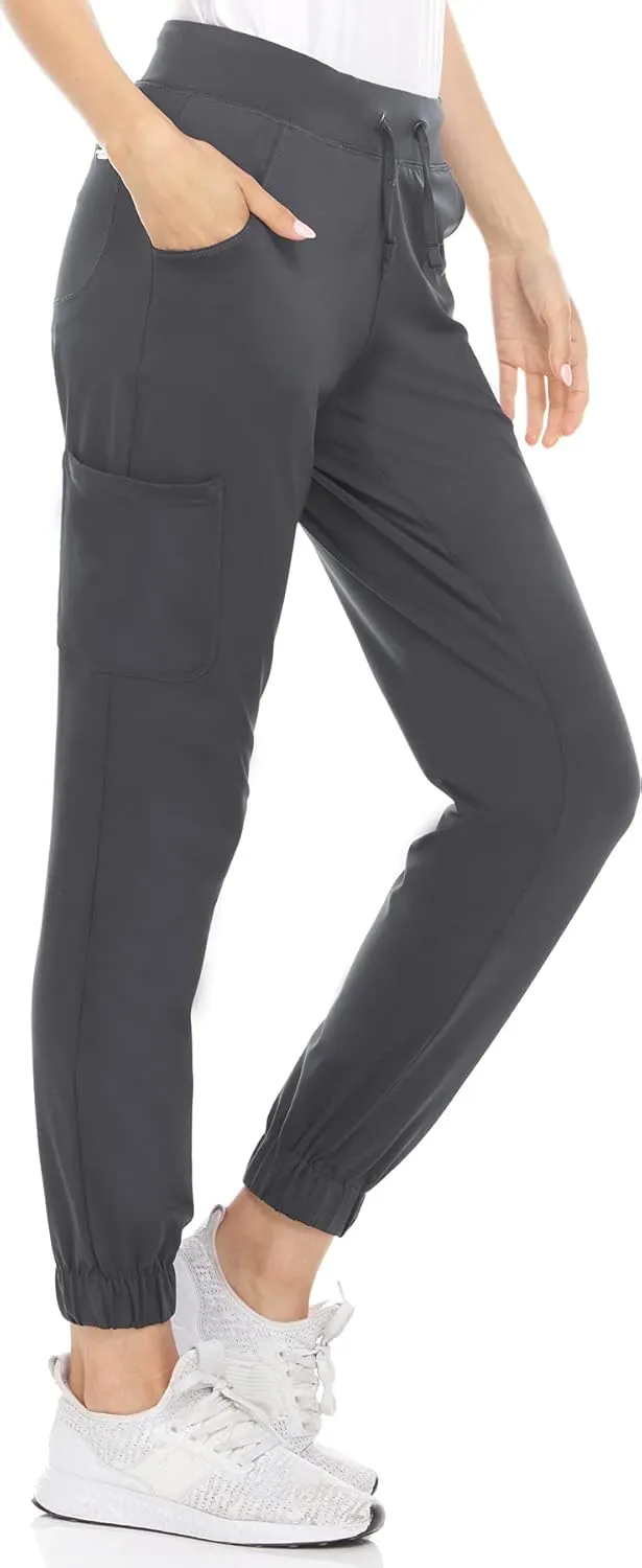 MediChic Women's Scrubs Mid Rise Six Pocket Joggers Yoga Scrub Pant Nurses for Work