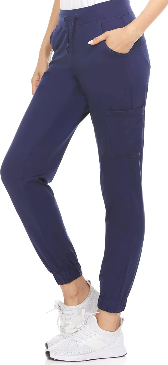 MediChic Women's Scrubs Mid Rise Six Pocket Joggers Yoga Scrub Pant Nurses for Work