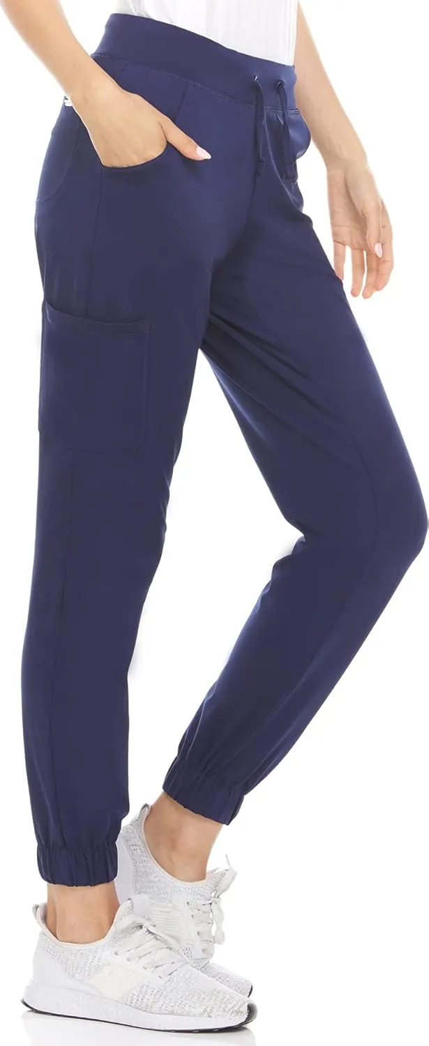 MediChic Women's Scrubs Mid Rise Six Pocket Joggers Yoga Scrub Pant Nurses for Work