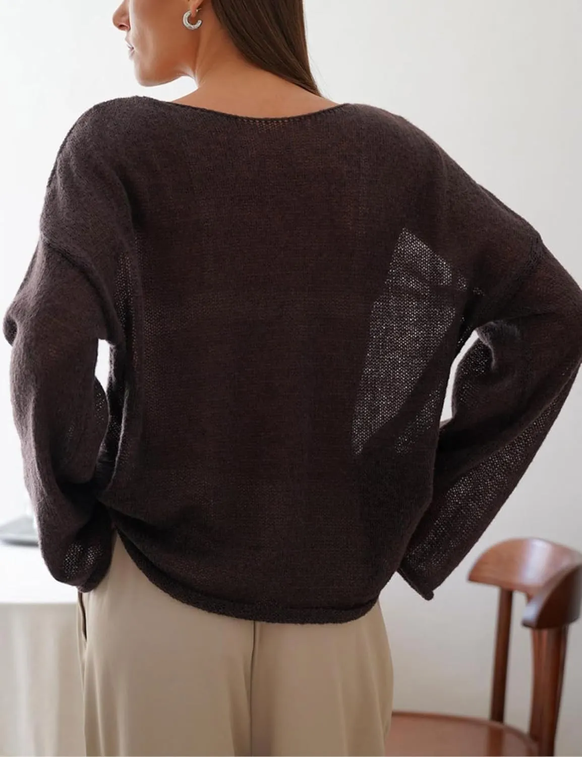 Melliflo Women Long Sleeve Sheer Mesh Knit Sweater Oversized Crochet Lightweight Sweater Y2K Summer Loose Hollow Out Pullover