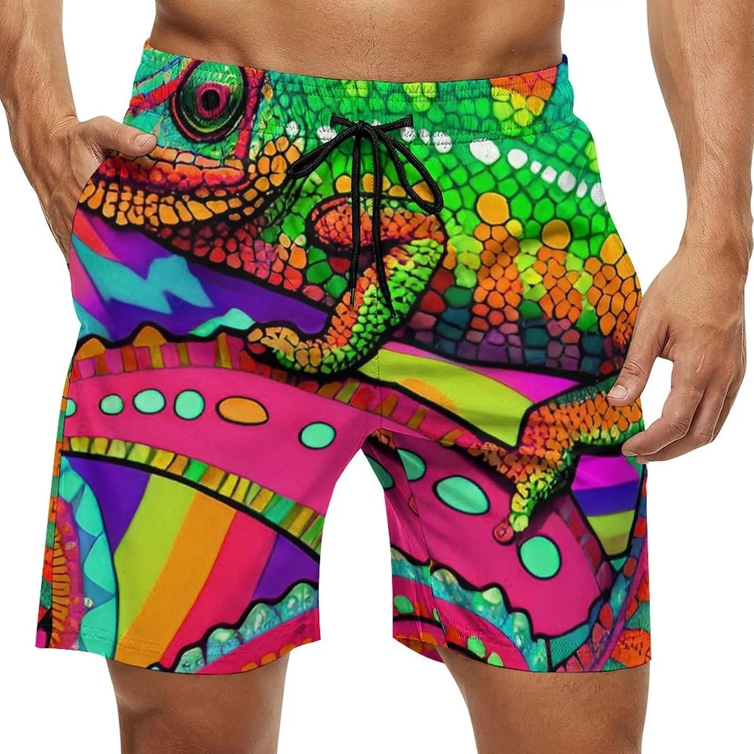 Men Big & Tall Swim Trunks Half Pants Basic Beachwear Plus Size, Quick Dry