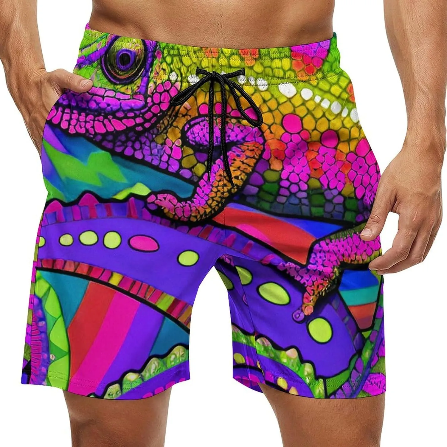 Men Big & Tall Swim Trunks Half Pants Basic Beachwear Plus Size, Quick Dry