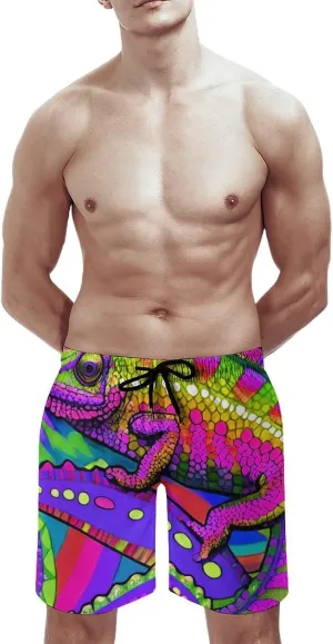 Men Big & Tall Swim Trunks Half Pants Basic Beachwear Plus Size, Quick Dry