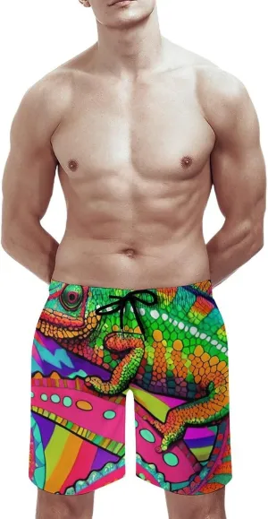 Men Big & Tall Swim Trunks Half Pants Basic Beachwear Plus Size, Quick Dry