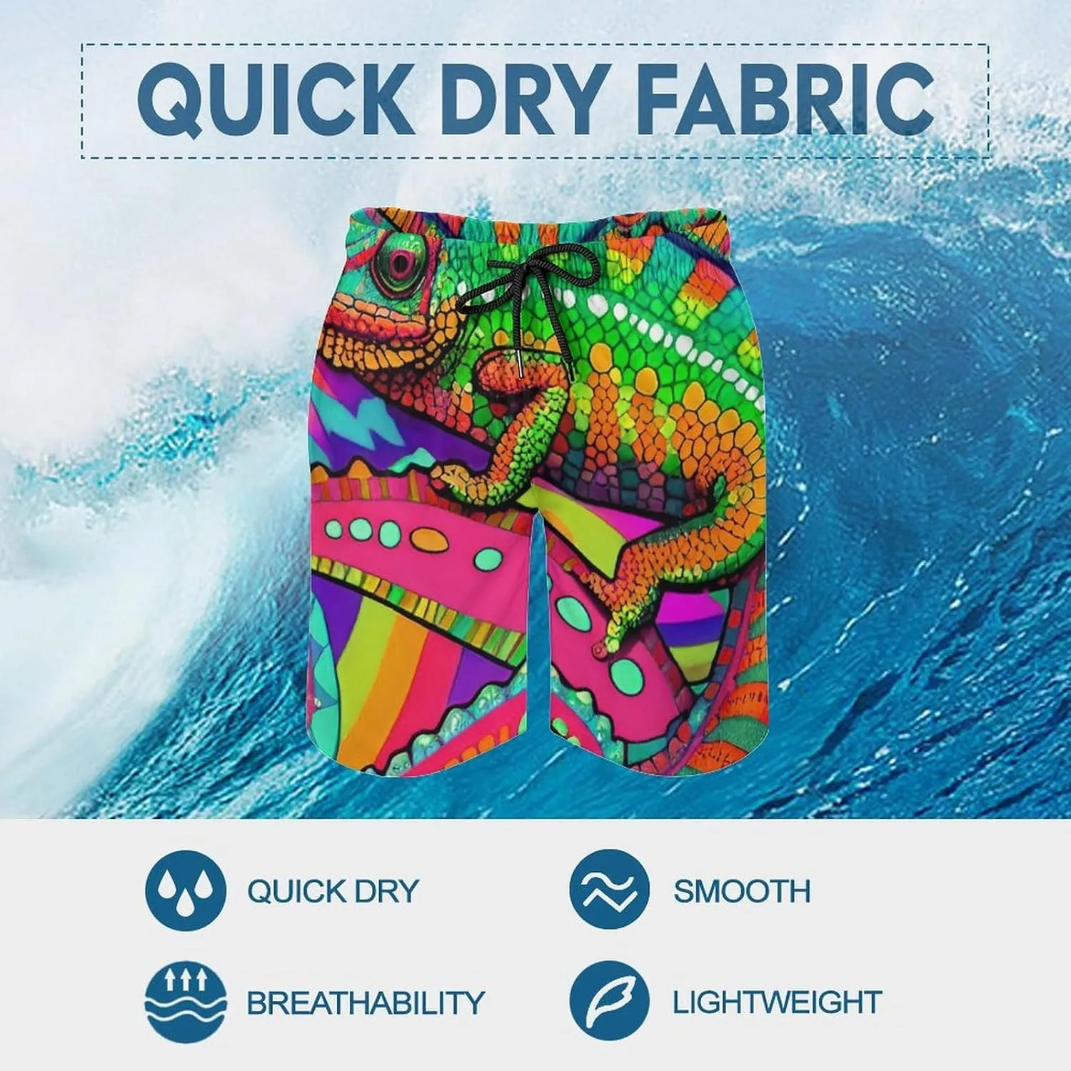 Men Big & Tall Swim Trunks Half Pants Basic Beachwear Plus Size, Quick Dry