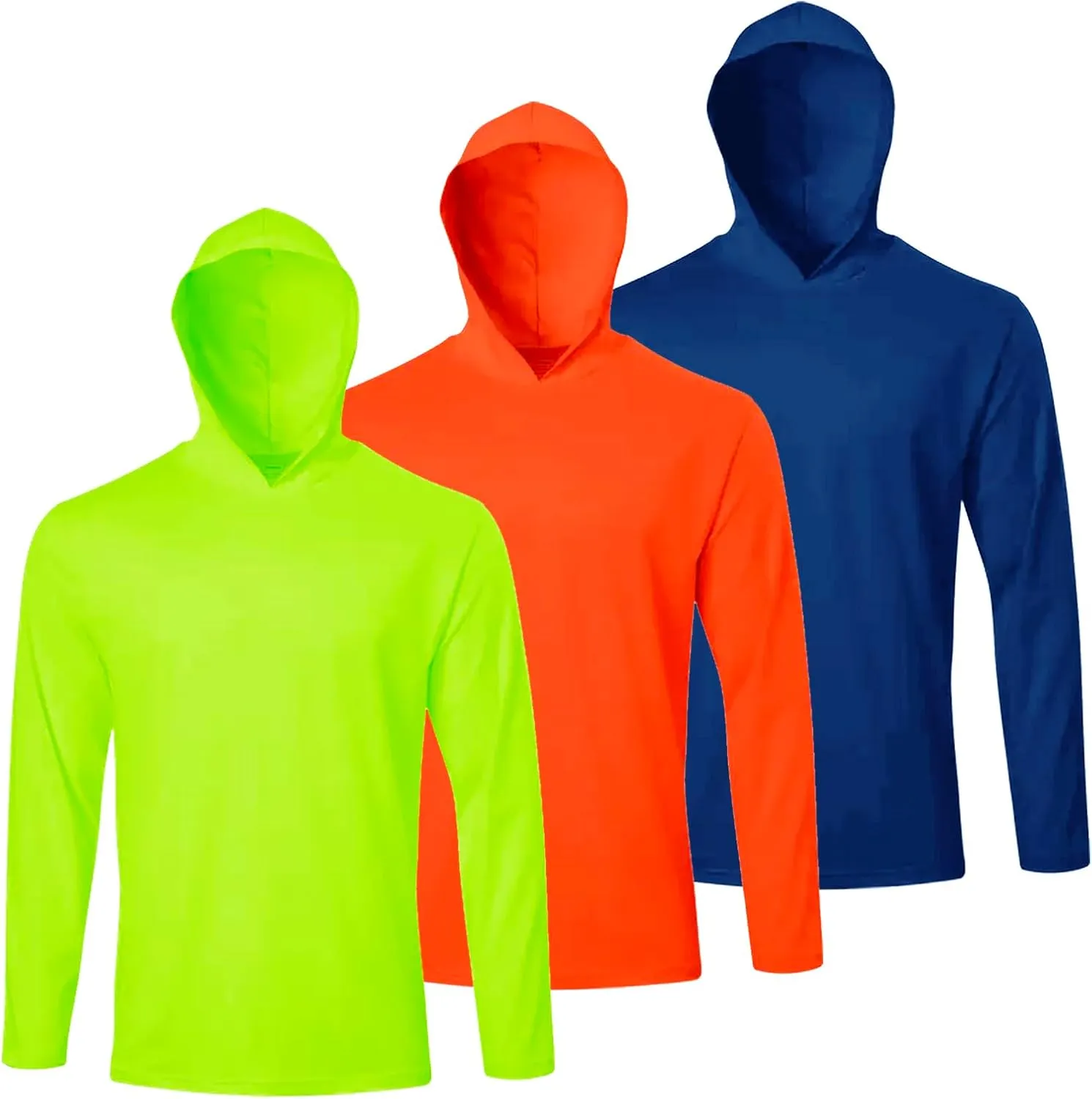 Men UPF 50  Sun Protection Hoodie Long Sleeve T Shirts Pack Quick Dry Shirt for Athletic Running Activewear Workout