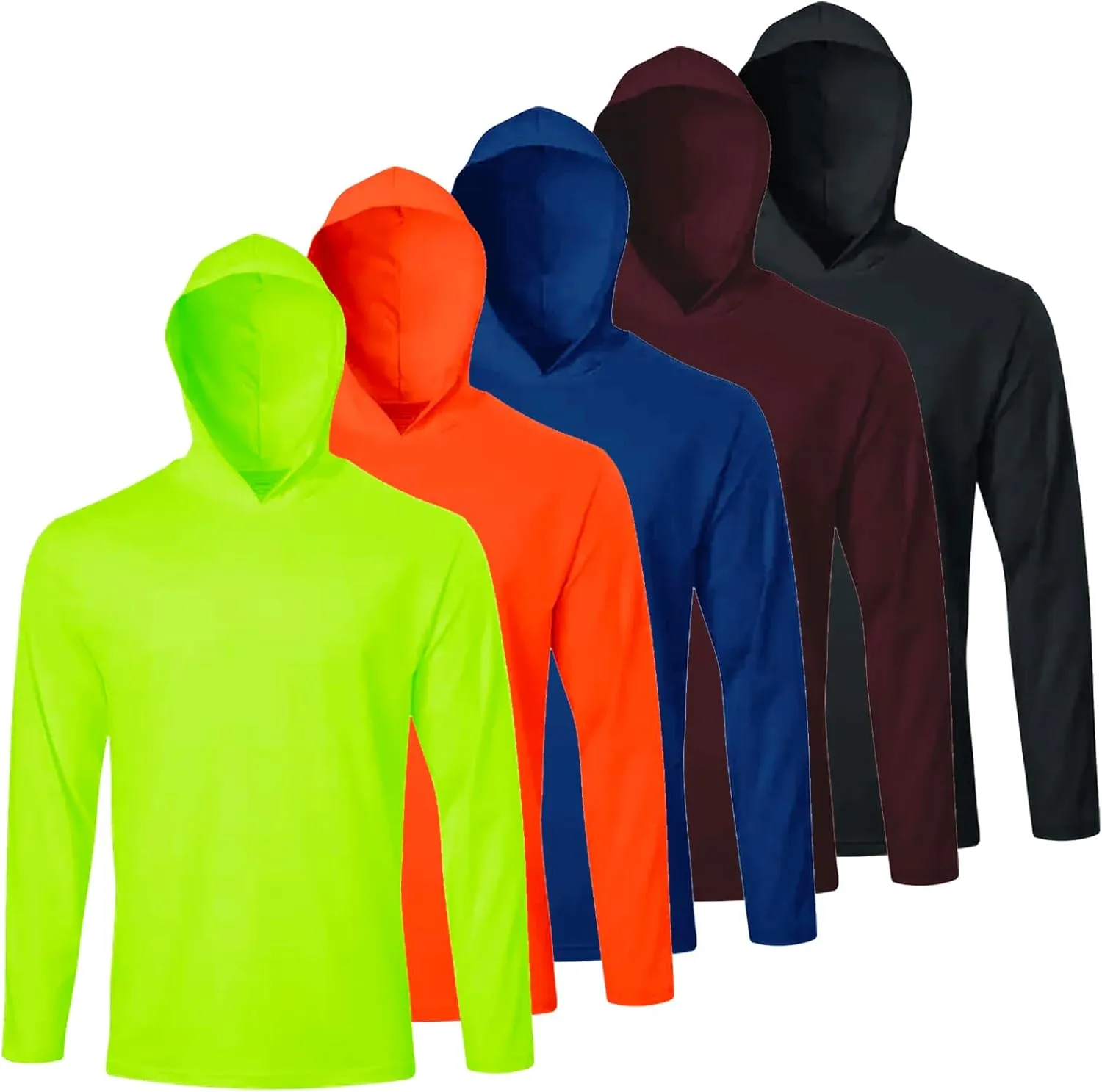 Men UPF 50  Sun Protection Hoodie Long Sleeve T Shirts Pack Quick Dry Shirt for Athletic Running Activewear Workout