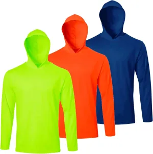 Men UPF 50  Sun Protection Hoodie Long Sleeve T Shirts Pack Quick Dry Shirt for Athletic Running Activewear Workout