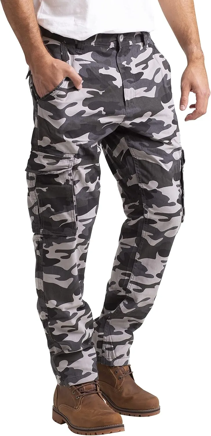 Mens Cargo Pants Workwear Camo Military Army 100% Cotton Trouser