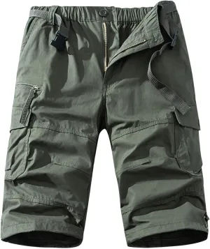 Mens Cargo Shorts Casual Button Plus Size Loose Bottoms with Multiple Pockets Flowy Classic Outdoor Work Shorts