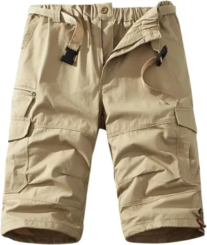 Mens Cargo Shorts Casual Button Plus Size Loose Bottoms with Multiple Pockets Flowy Classic Outdoor Work Shorts