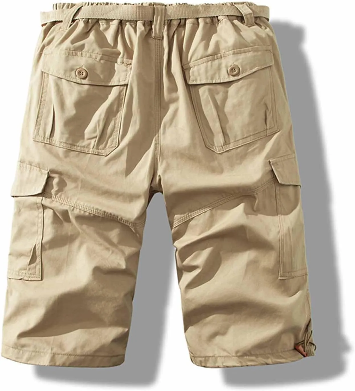 Mens Cargo Shorts Casual Button Plus Size Loose Bottoms with Multiple Pockets Flowy Classic Outdoor Work Shorts