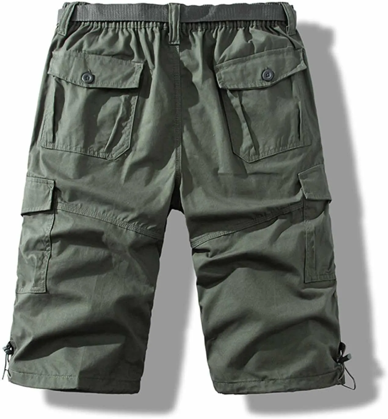 Mens Cargo Shorts Casual Button Plus Size Loose Bottoms with Multiple Pockets Flowy Classic Outdoor Work Shorts