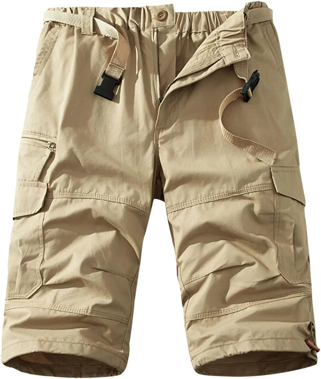 Mens Cargo Shorts Casual Button Plus Size Loose Bottoms with Multiple Pockets Flowy Classic Outdoor Work Shorts