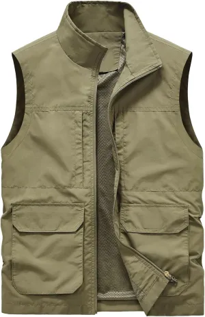 Men's Fishing Vest Utility Travel Vest with Pockets Casual Lightweight Outdoor Work Photo Cargo Fly Summer Vest