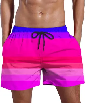 Mens Gradient Swim Trunks Quick Dry Swim Shorts with Mesh Lining Beach Short Pants Swimwear Bathing Suits with Pocket