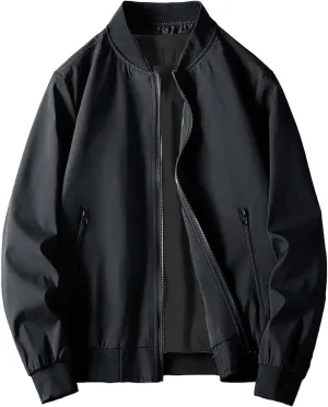 Mens Jacket Spring and Autumn Casual Men's Handsome Pilot Zip Fx Standing Jacket Jackets Casual Summer Windbreaker