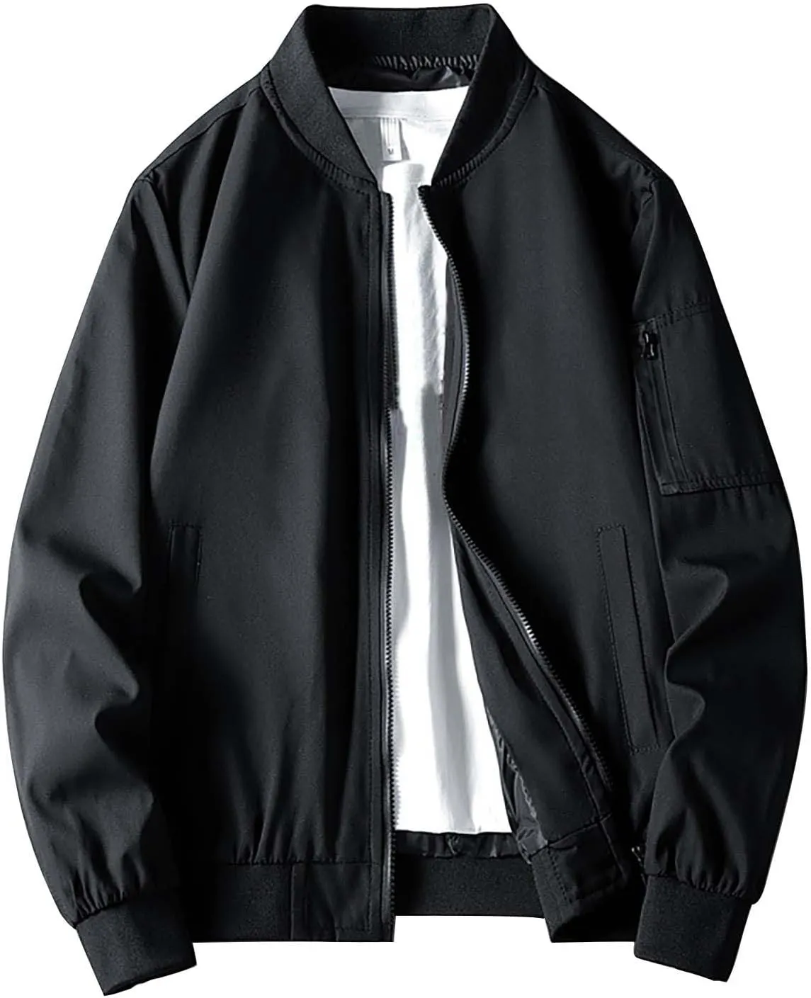Mens Jacket Spring and Autumn Casual Men's Handsome Pilot Zip Fx Standing Jacket Jackets Casual Summer Windbreaker