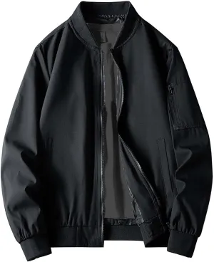 Mens Jacket Spring and Autumn Casual Men's Handsome Pilot Zip Fx Standing Jacket Jackets Casual Summer Windbreaker