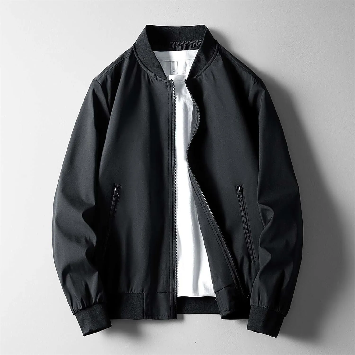 Mens Jacket Spring and Autumn Casual Men's Handsome Pilot Zip Fx Standing Jacket Jackets Casual Summer Windbreaker