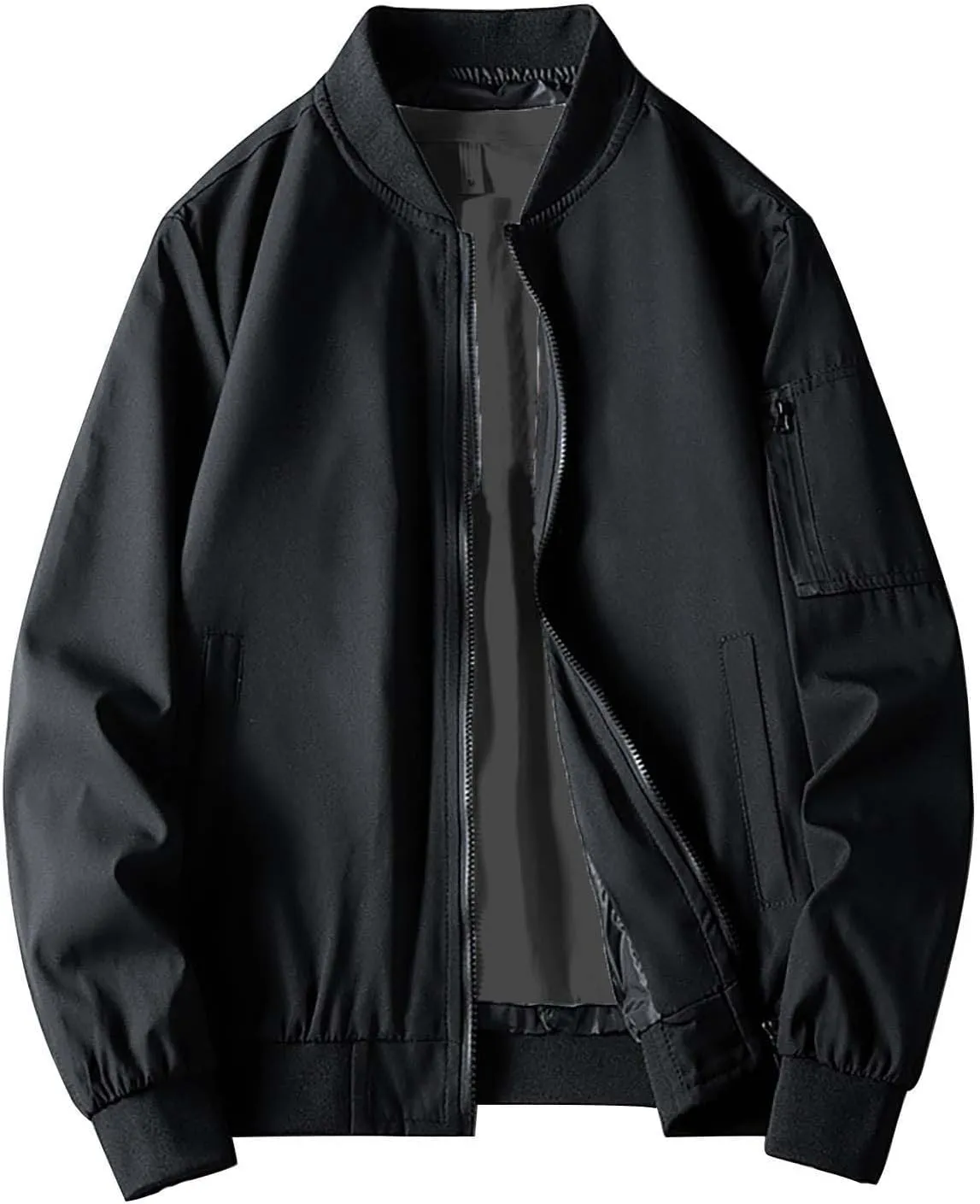 Mens Jacket Spring and Autumn Casual Men's Handsome Pilot Zip Fx Standing Jacket Jackets Casual Summer Windbreaker