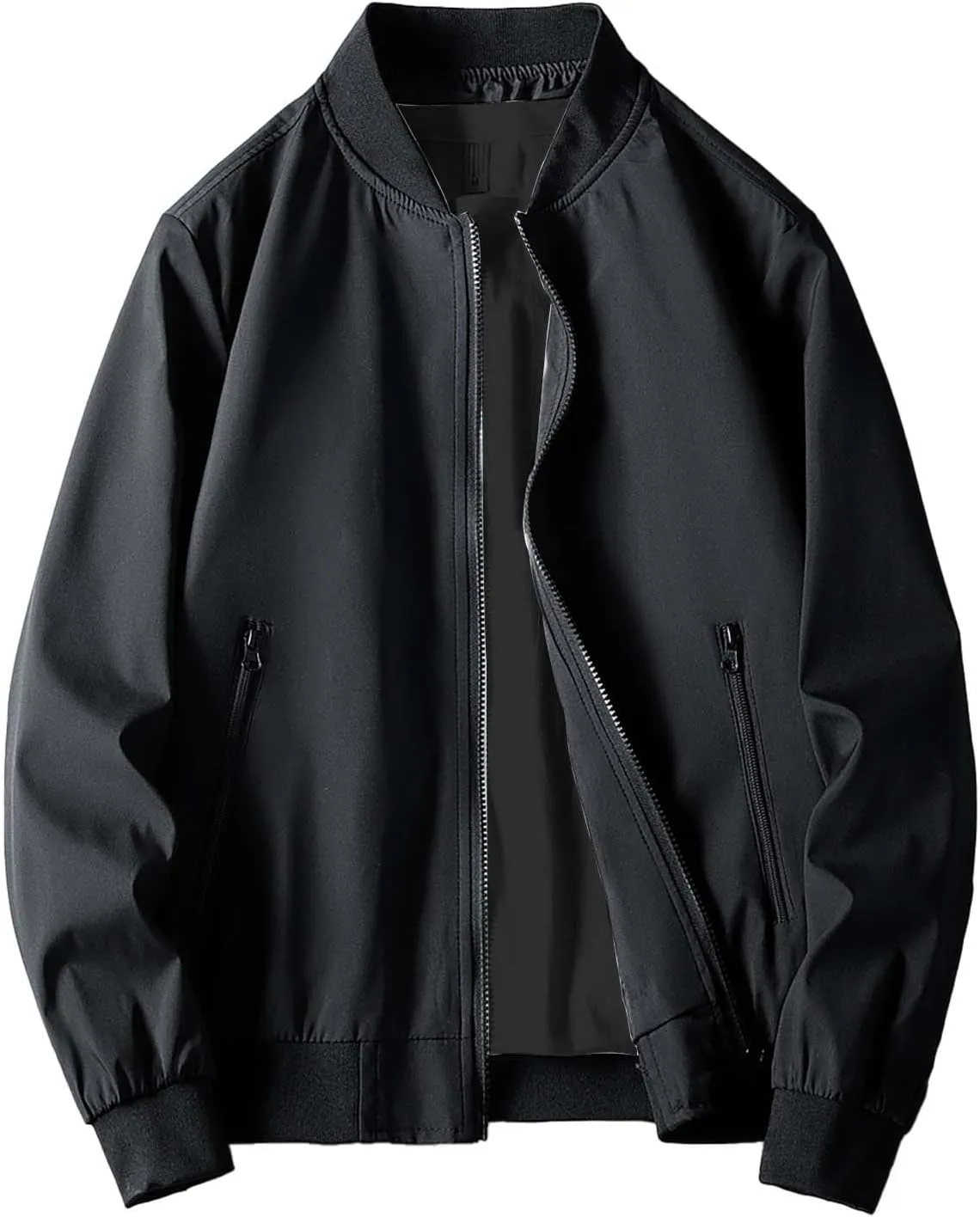 Mens Jacket Spring and Autumn Casual Men's Handsome Pilot Zip Fx Standing Jacket Jackets Casual Summer Windbreaker