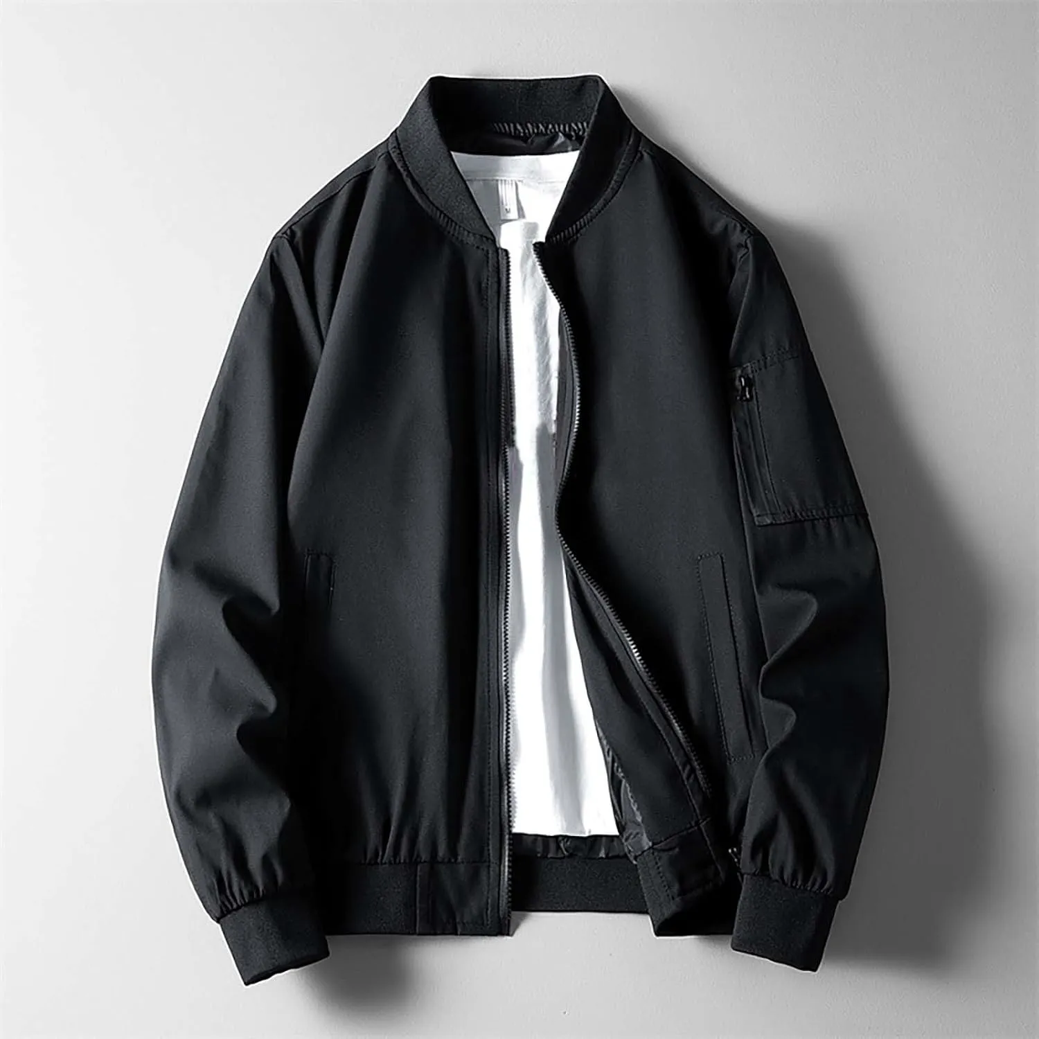 Mens Jacket Spring and Autumn Casual Men's Handsome Pilot Zip Fx Standing Jacket Jackets Casual Summer Windbreaker