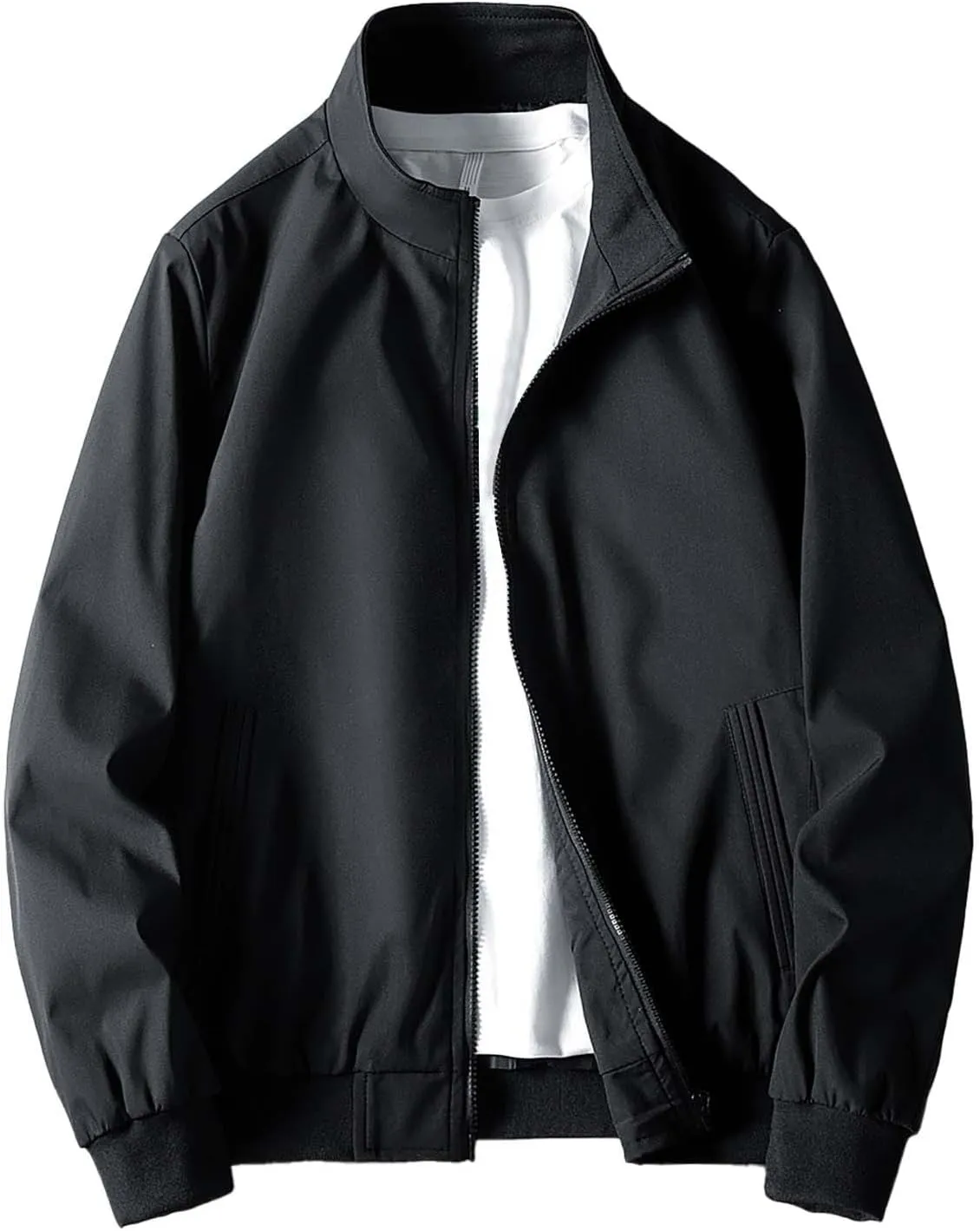 Mens Jacket Spring and Autumn Casual Men's Handsome Pilot Zip Fx Standing Jacket Jackets Casual Summer Windbreaker