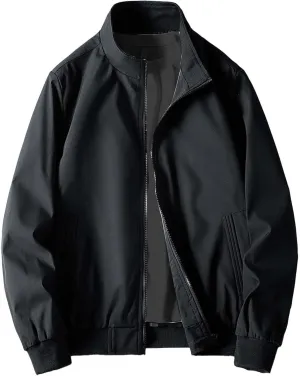 Mens Jacket Spring and Autumn Casual Men's Handsome Pilot Zip Fx Standing Jacket Jackets Casual Summer Windbreaker
