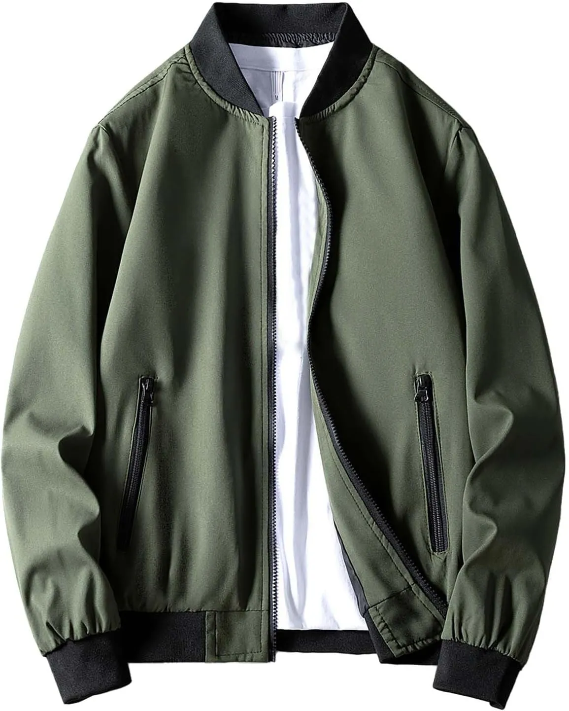 Men's Lightweight Bomber Jacket Men's Handsome Pilot Zip Fx Standing Jacket Outdoor Fashion Coat for Men Men's