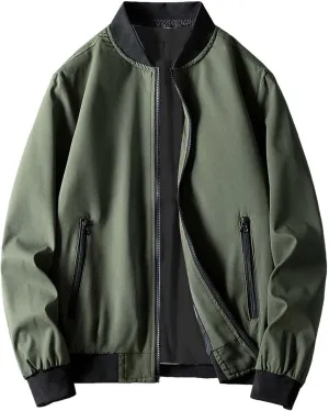 Men's Lightweight Bomber Jacket Men's Handsome Pilot Zip Fx Standing Jacket Outdoor Fashion Coat for Men Men's