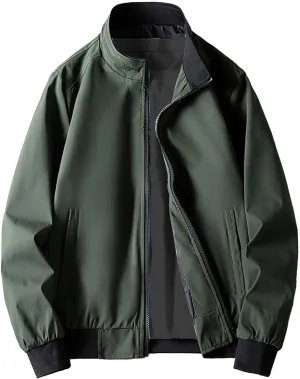 Men's Lightweight Bomber Jacket Windbreaker Handsome Pilot Zip Fx Standing Jacket Causal Slim Fit Cotton Letterman