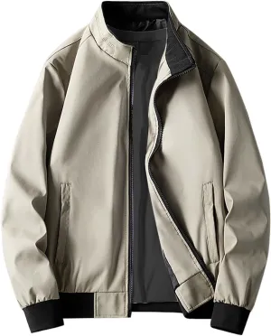 Men's Lightweight Bomber Jacket Windbreaker Handsome Pilot Zip Fx Standing Jacket Causal Slim Fit Cotton Letterman