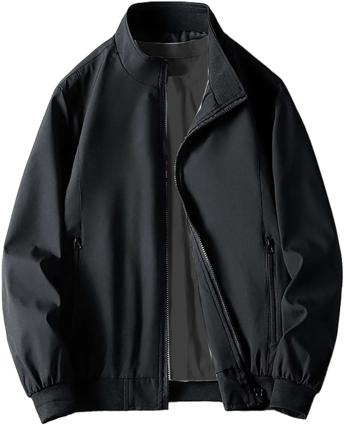 Men's Lightweight Bomber Jacket Windbreaker Handsome Pilot Zip Fx Standing Jacket Causal Slim Fit Cotton Letterman