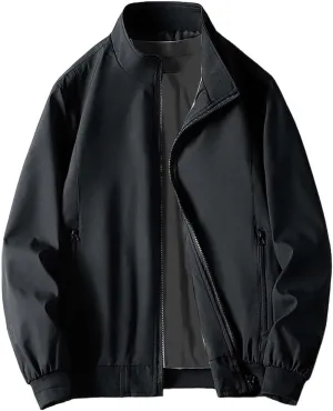 Men's Lightweight Bomber Jacket Windbreaker Handsome Pilot Zip Fx Standing Jacket Causal Slim Fit Cotton Letterman