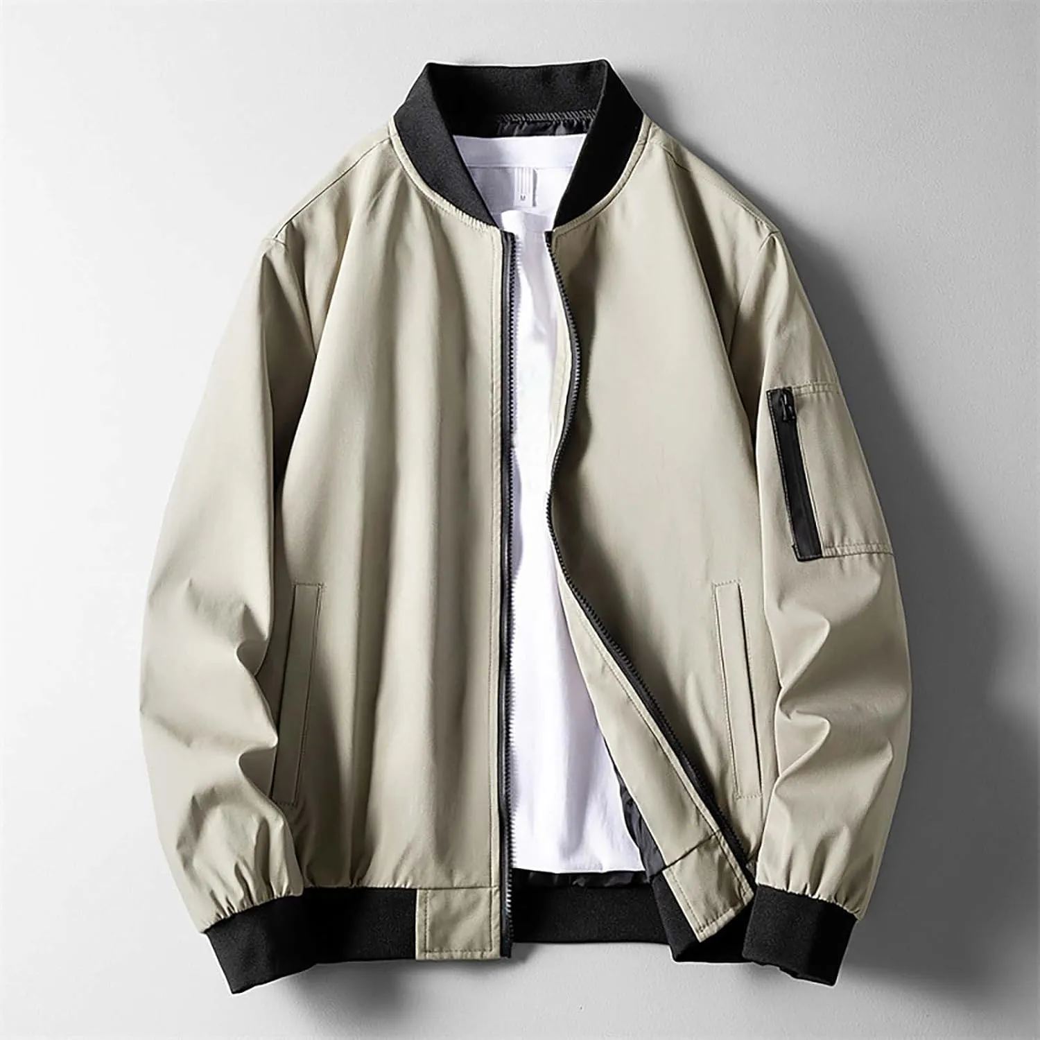Men's Lightweight Bomber Jackets Light Track Pilot Zip Fx Standing Jacket Thin Casual Windbreaker Light Jackets