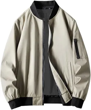 Men's Lightweight Bomber Jackets Light Track Pilot Zip Fx Standing Jacket Thin Casual Windbreaker Light Jackets