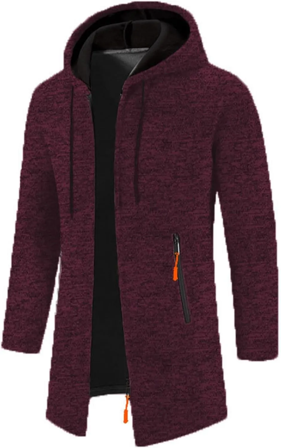 Mens Long Cardigan Jacket Thermal Loose Fit Casual Coat Hooded Drawstring Warm Sweaters Fashion Knitted Jackets