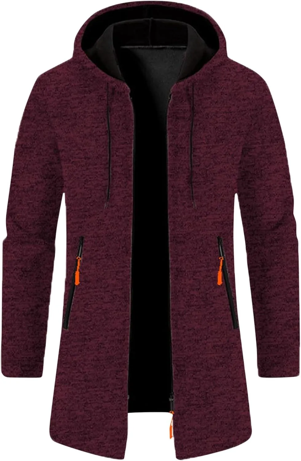 Mens Long Cardigan Jacket Thermal Loose Fit Casual Coat Hooded Drawstring Warm Sweaters Fashion Knitted Jackets