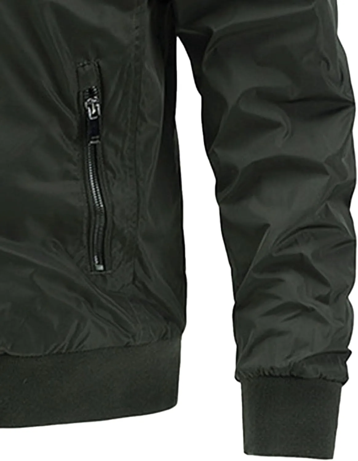 Men's Packable Hooded Bomber Jacket Lightweight Sportwear Zipper Windbreaker Business Casual Cotton Varsity Coat