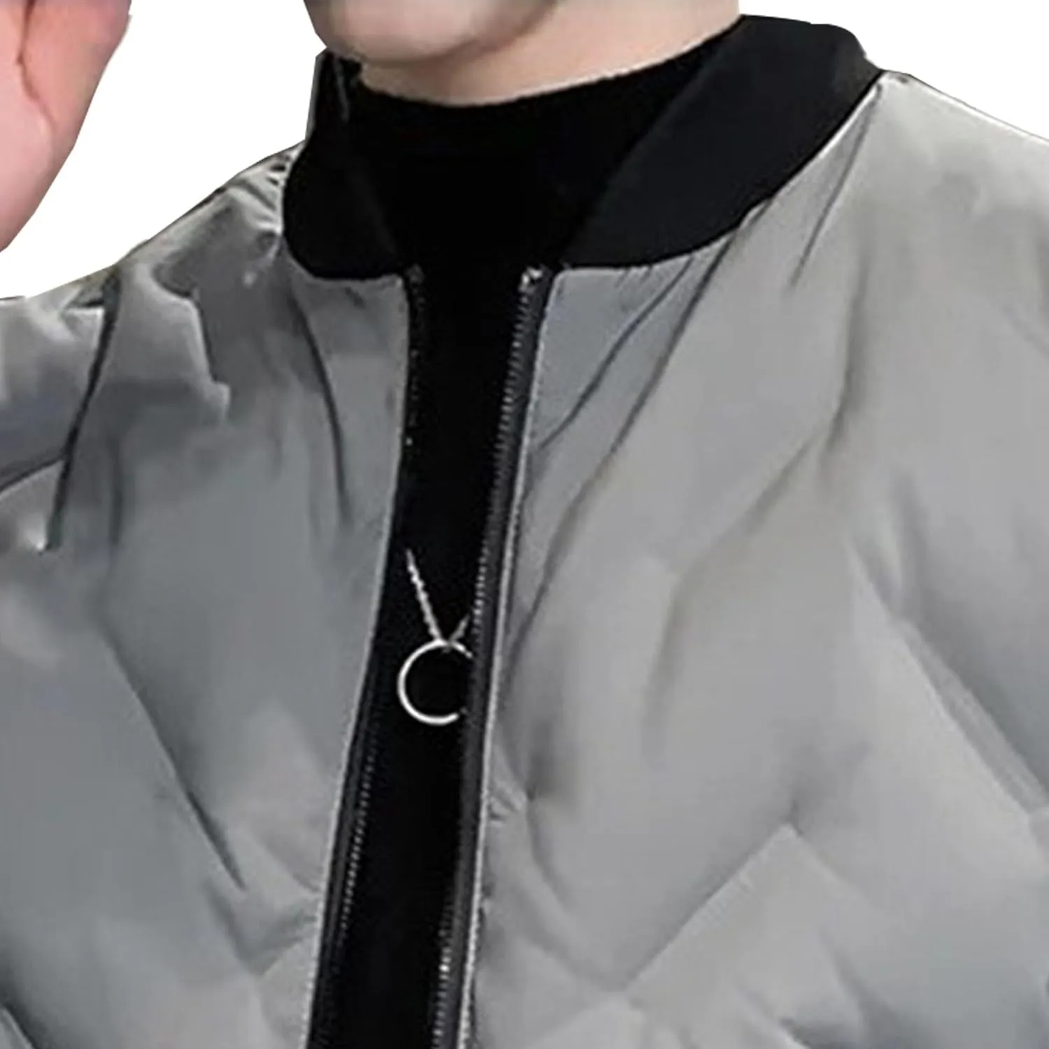 Mens Puffer Quilted Jacket Lightweight Casual Baseball Bomber Jackets Thermal Sportwear Cropped Down Coats