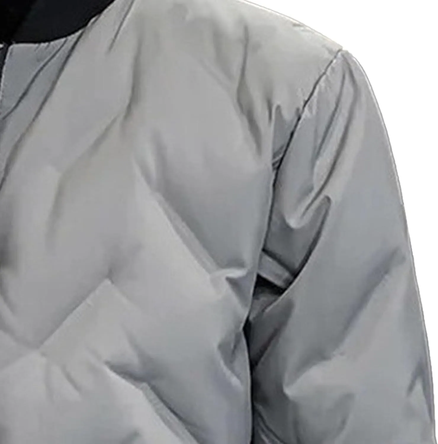 Mens Puffer Quilted Jacket Lightweight Casual Baseball Bomber Jackets Thermal Sportwear Cropped Down Coats