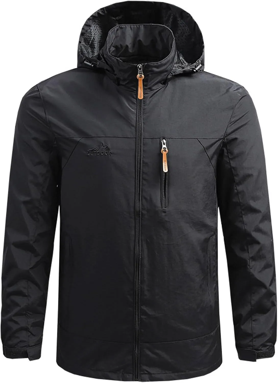 Mens Rain Jacket Waterproof Hooded Hiking Coat Lightweight Casual Windbreaker Jackets Sportwear Zipper Parkas Outerwear
