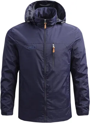 Mens Rain Jacket Waterproof Hooded Hiking Coat Lightweight Casual Windbreaker Jackets Sportwear Zipper Parkas Outerwear